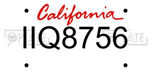 IIQ8756 California License Plate