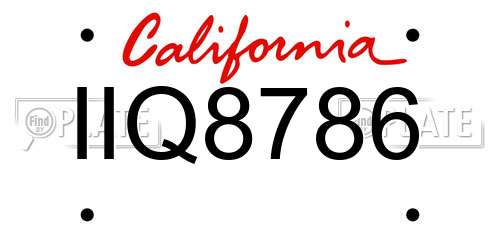 IIQ8786 California License Plate