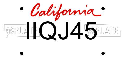 IIQJ45 California License Plate