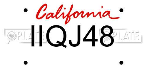 IIQJ48 California License Plate