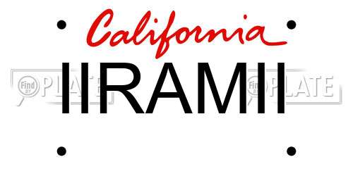 IIRAMII California License Plate