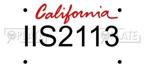 IIS2113 California License Plate