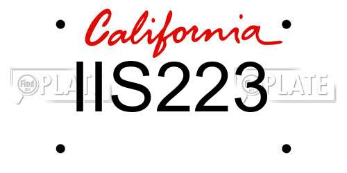 IIS223 California License Plate