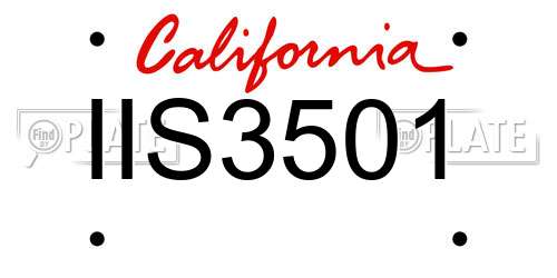 IIS3501 California License Plate