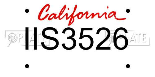 IIS3526 California License Plate