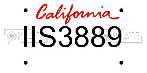 IIS3889 California License Plate