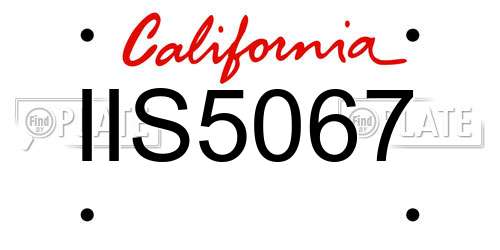 IIS5067 California License Plate
