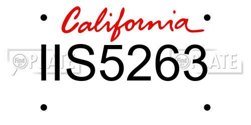 IIS5263 California License Plate