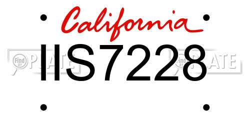 IIS7228 California License Plate