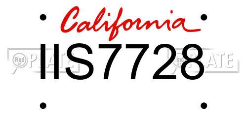 IIS7728 California License Plate