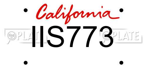 IIS773 California License Plate