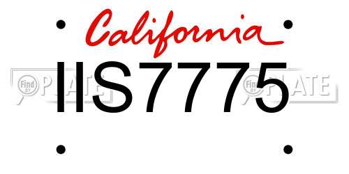 IIS7775 California License Plate