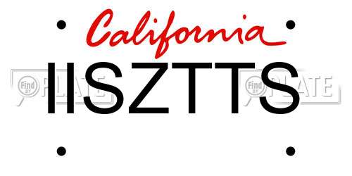 IISZTTS California License Plate