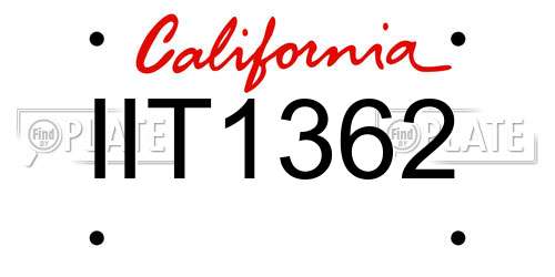 IIT1362 California License Plate