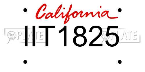 IIT1825 California License Plate