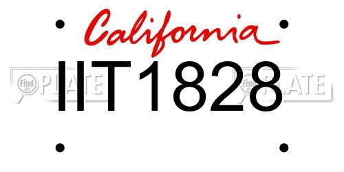 IIT1828 California License Plate