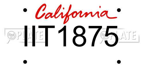 IIT1875 California License Plate