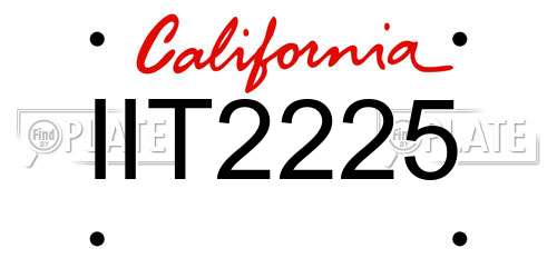 IIT2225 California License Plate