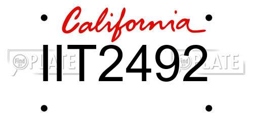 IIT2492 California License Plate