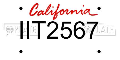 IIT2567 California License Plate