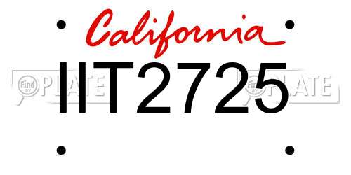 IIT2725 California License Plate