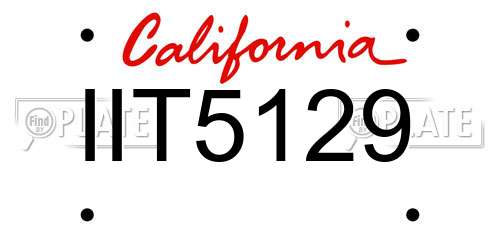 IIT5129 California License Plate