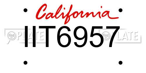 IIT6957 California License Plate