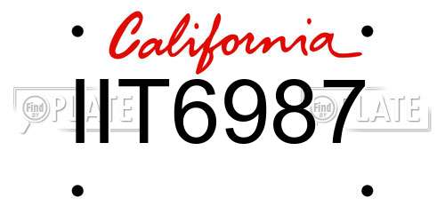 IIT6987 California License Plate