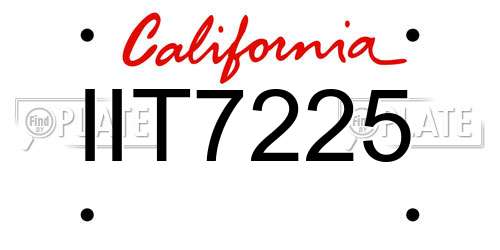 IIT7225 California License Plate