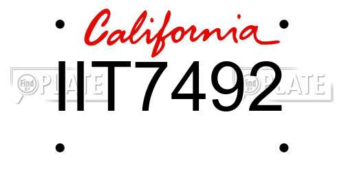 IIT7492 California License Plate