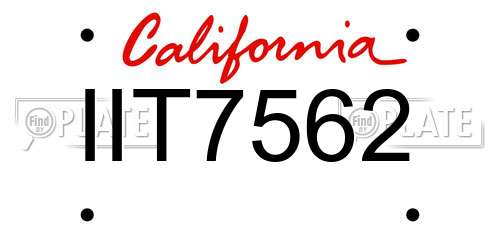 IIT7562 California License Plate