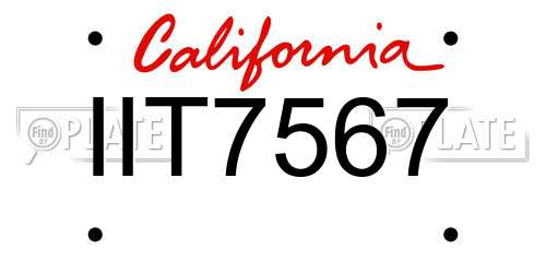IIT7567 California License Plate