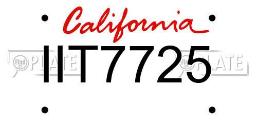 IIT7725 California License Plate