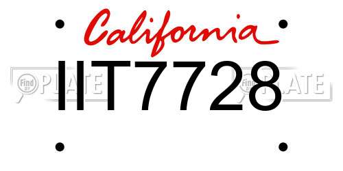 IIT7728 California License Plate