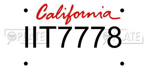 IIT7778 California License Plate