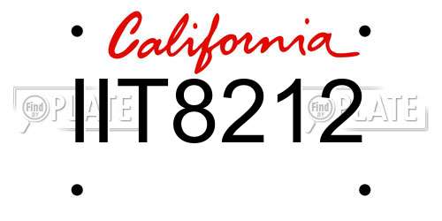 IIT8212 California License Plate