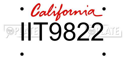 IIT9822 California License Plate