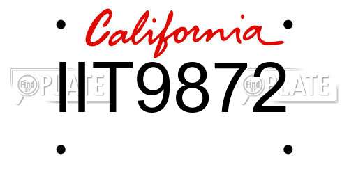 IIT9872 California License Plate