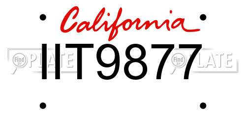 IIT9877 California License Plate