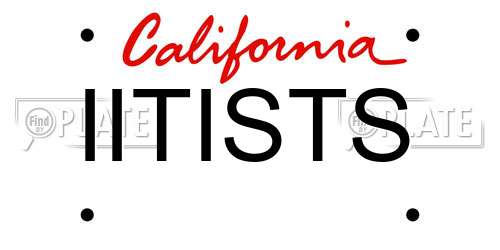 IITISTS California License Plate
