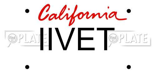 IIVET California License Plate