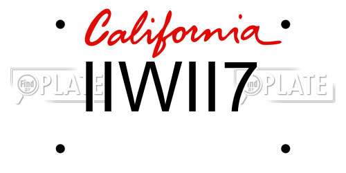 IIWII7 California License Plate