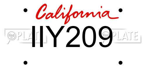 IIY209 California License Plate