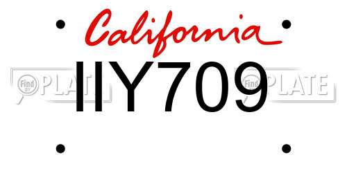 IIY709 California License Plate