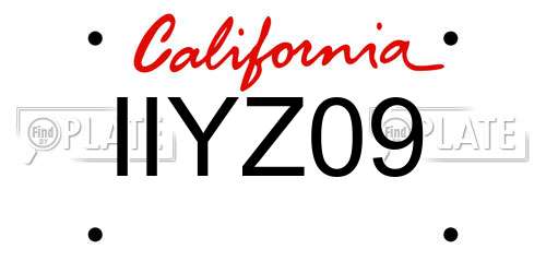 IIYZ09 California License Plate