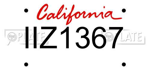 IIZ1367 California License Plate