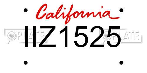 IIZ1525 California License Plate