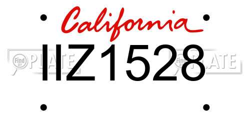 IIZ1528 California License Plate