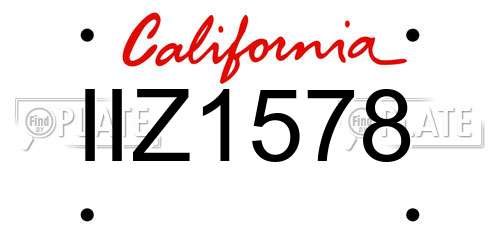 IIZ1578 California License Plate