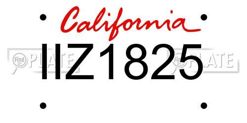 IIZ1825 California License Plate